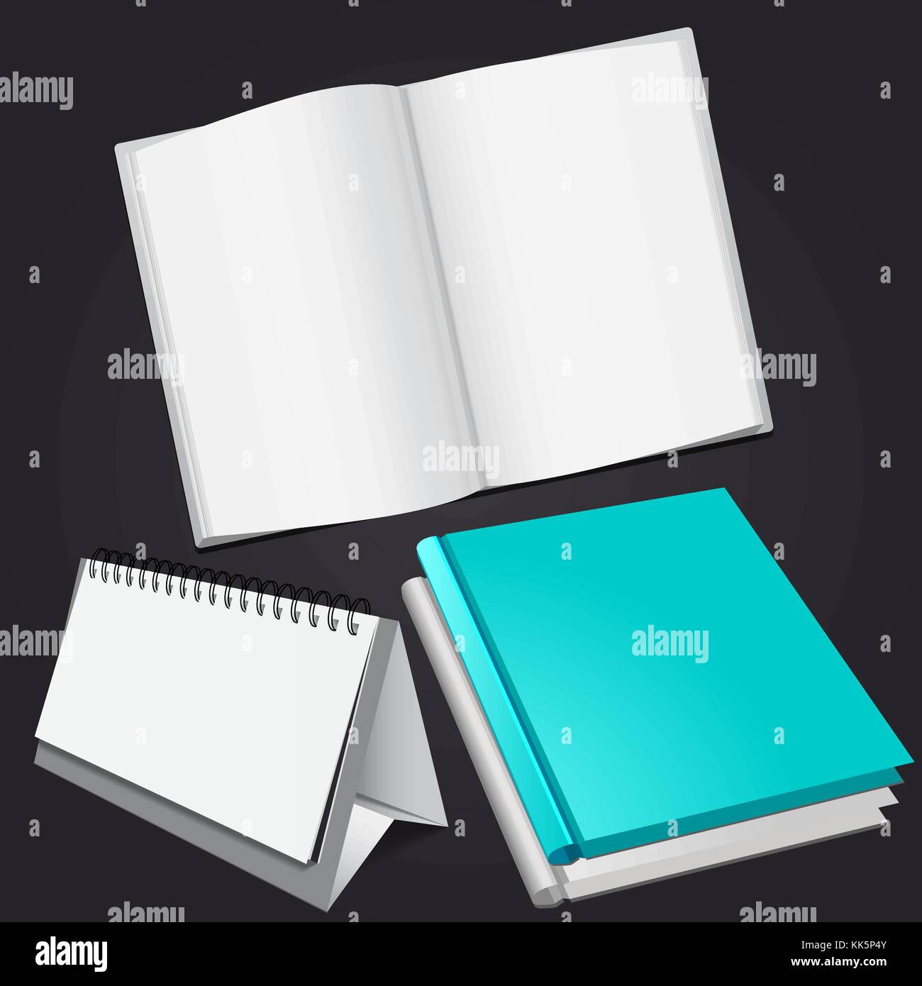 Set of blank magazine, album or book and desktop calendar mockup on dark  gray background Stock Vector Image & Art - Alamy