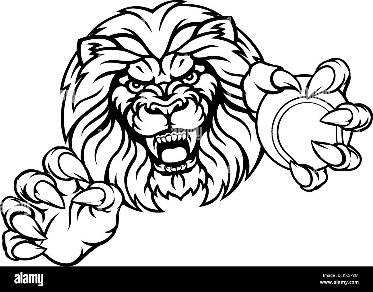 Lion Tennis Ball Sports Mascot Stock Vector Image & Art - Alamy