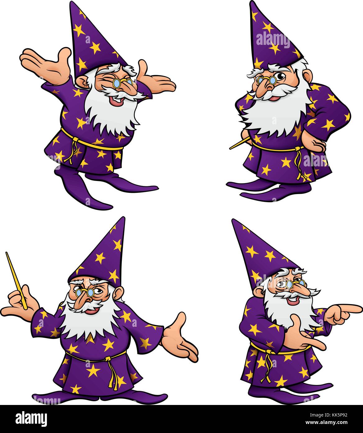 Cartoon Wizard Mascot Set Stock Vector