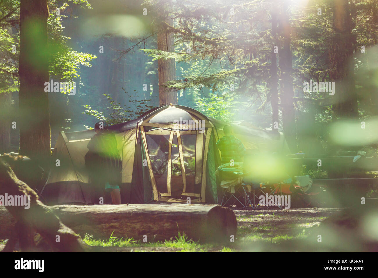 tent in the forest Stock Photo - Alamy