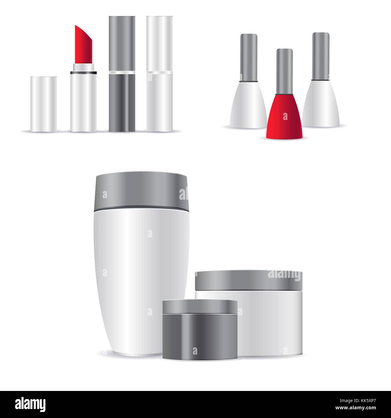 Realistic white cosmetic cream container and tube for cream, ointment