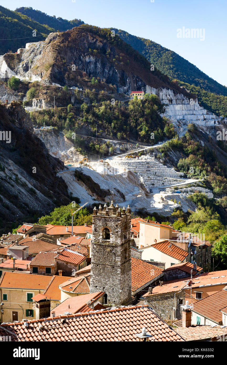 Europe. Italy. Tuscany. Carrara. The white marble quarries around the village of Colonnata Stock Photo