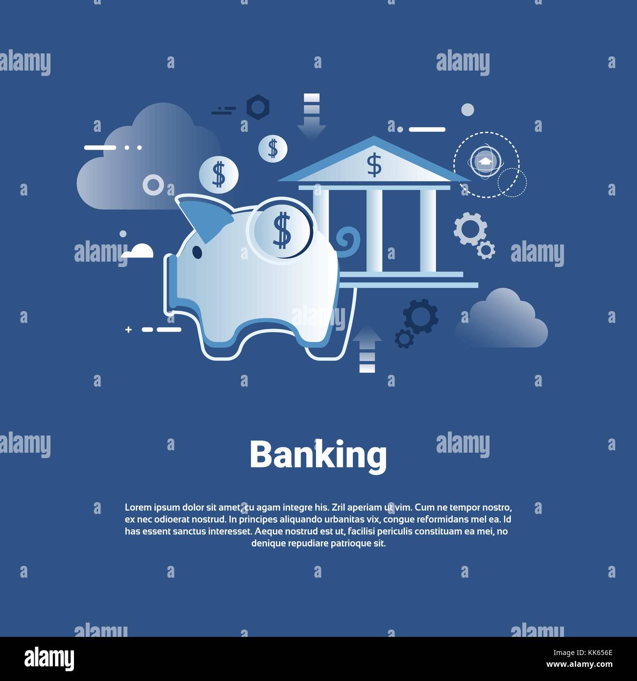 Banking Template Web Banner With Copy Space Money Savings Concept Stock Vector