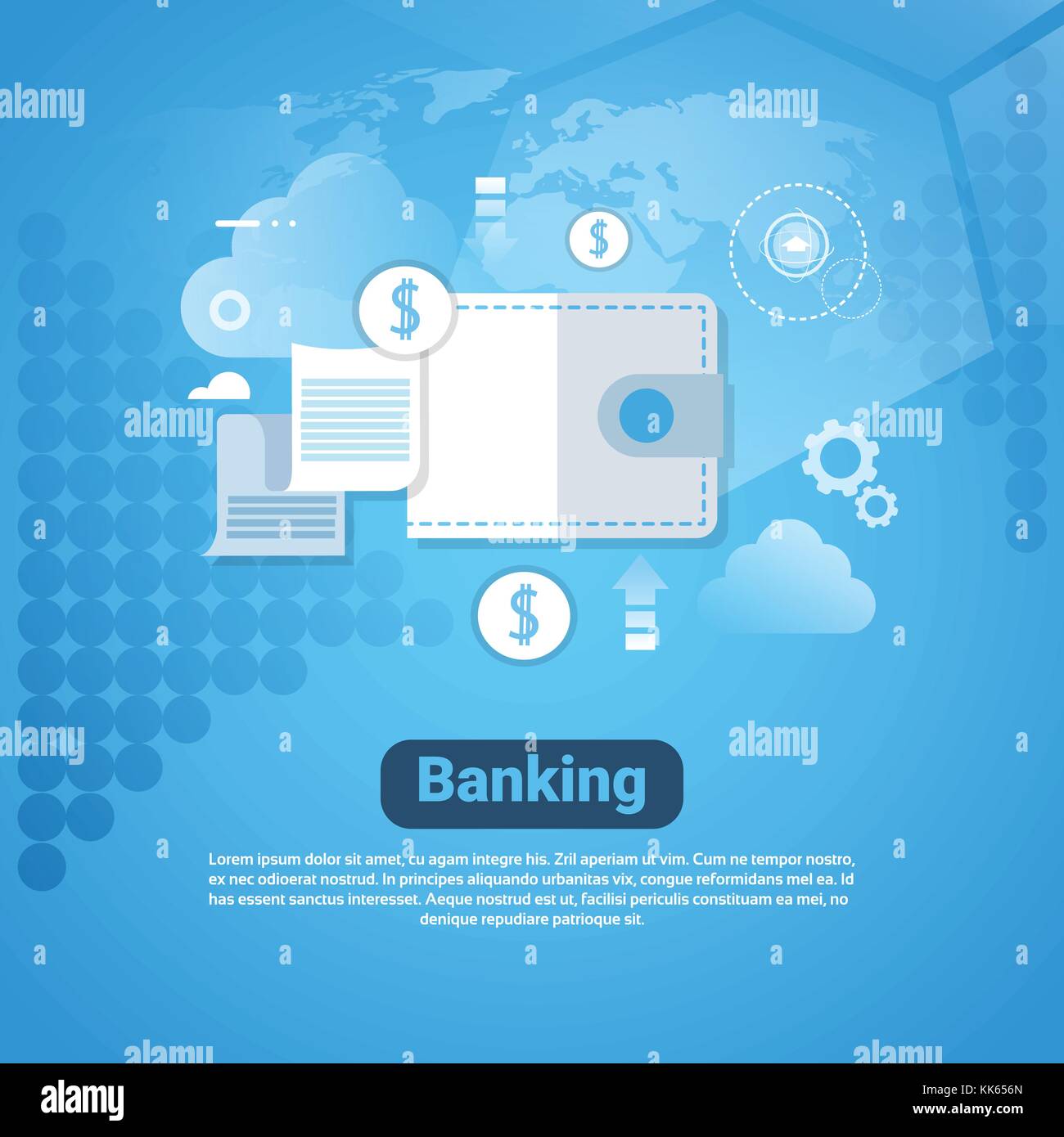 Banking Template Web Banner With Copy Space Money Savings Concept Stock Vector