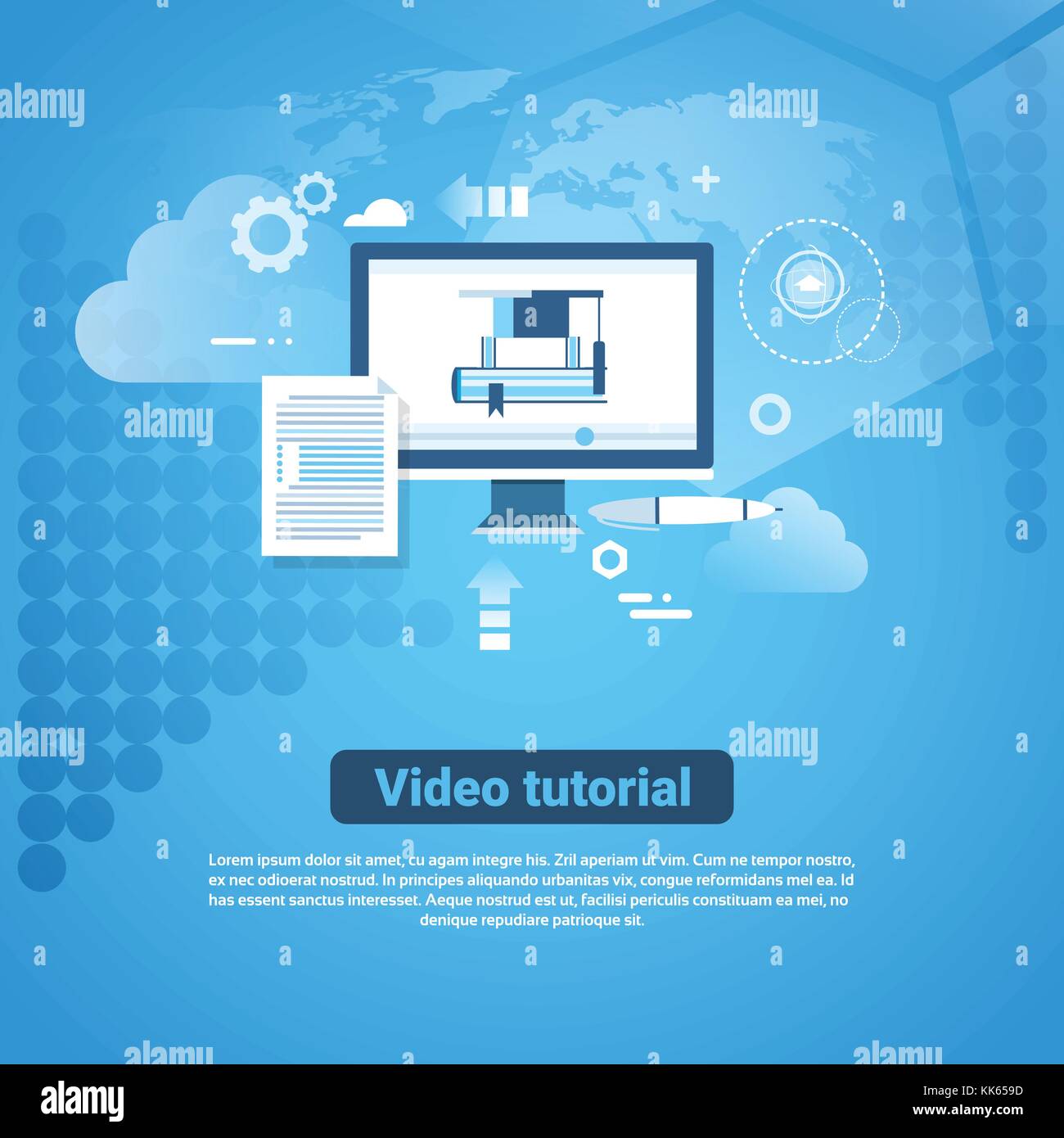 Video Tutorial Template Web Banner With Copy Space Stock Vector