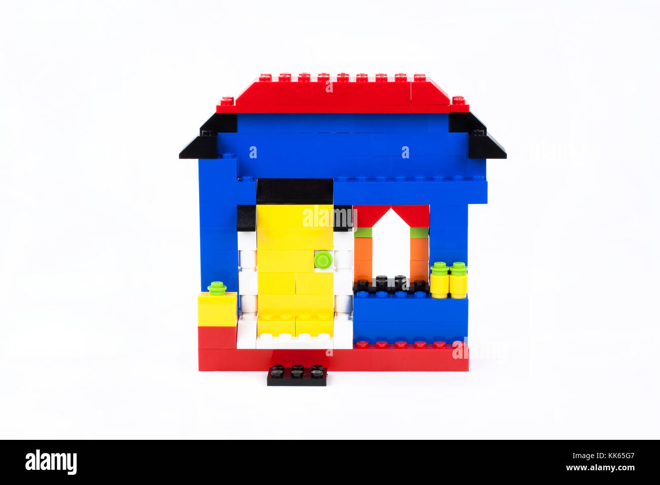 House made by plastic blocks isolated on white background. Stock Photo