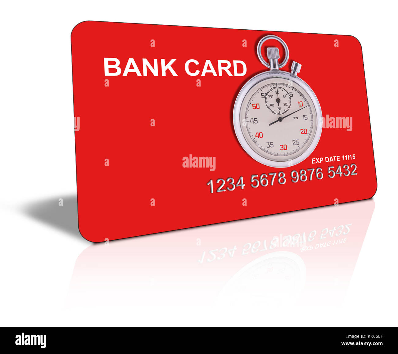 'time - money' concept - Stop watch on a credit card Stock Photo