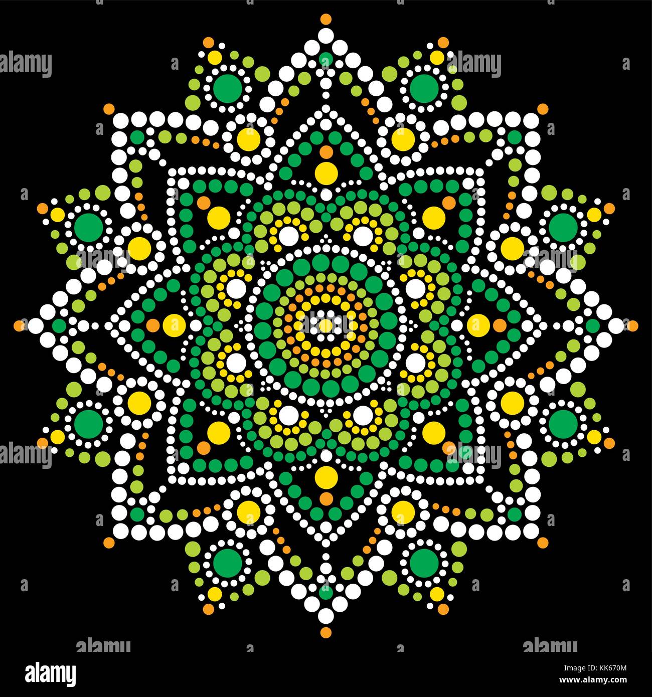Mandala vector dot art, Aboriginal dot painting, retro folk design