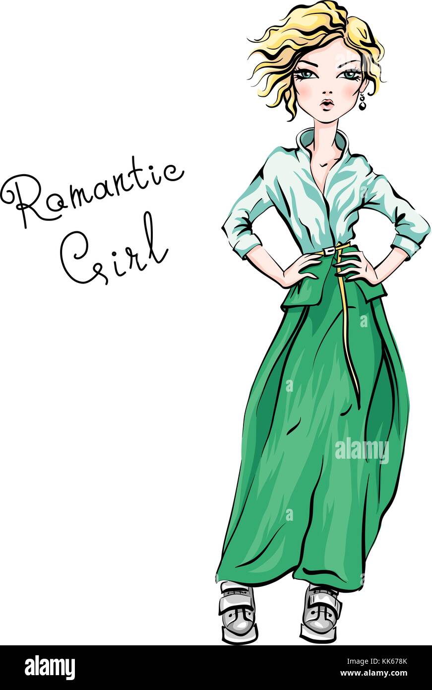 Girl in green cloth Stock Vector Images - Alamy