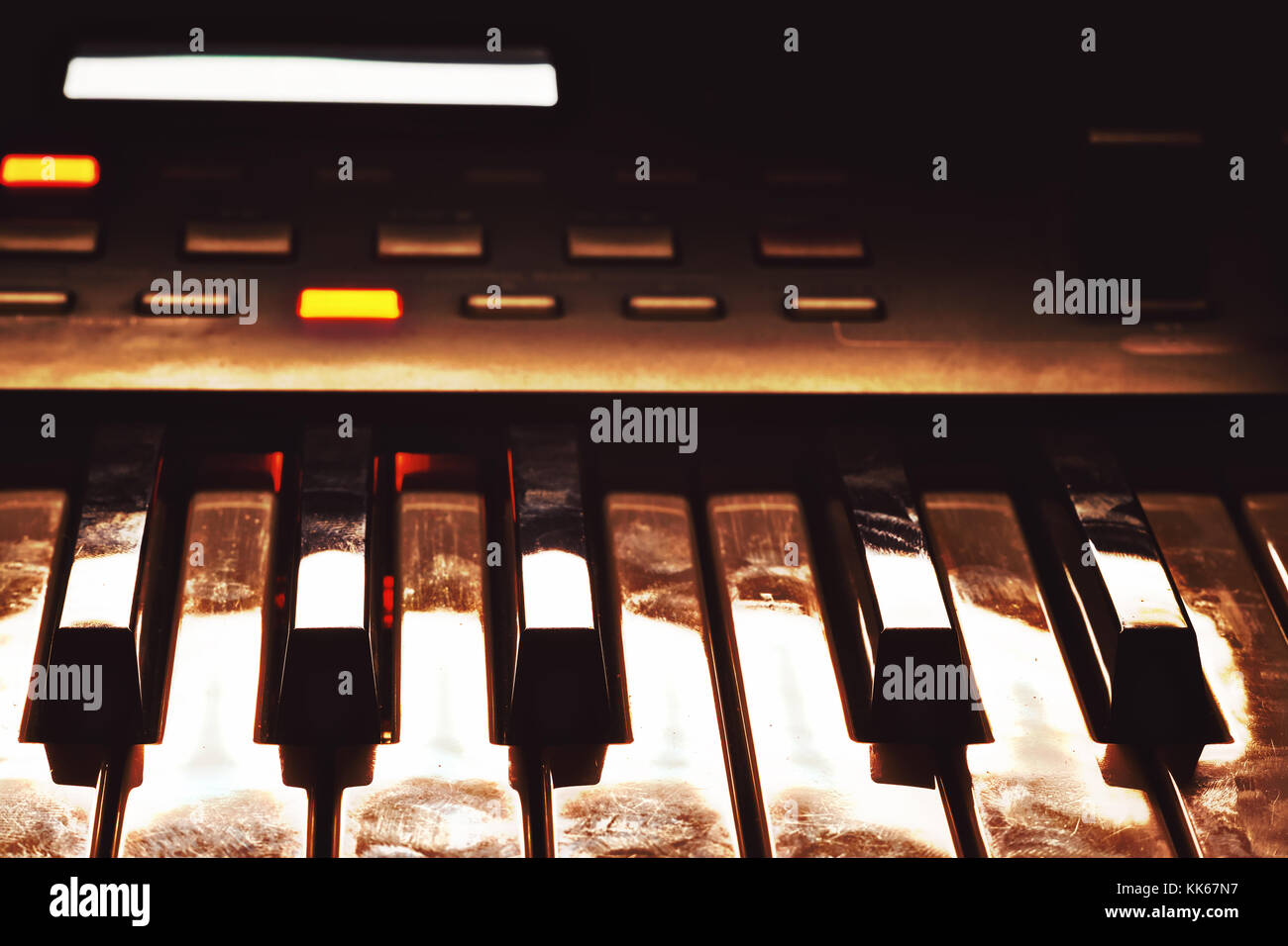 Modern electronic synth keys closeup view Stock Photo Alamy