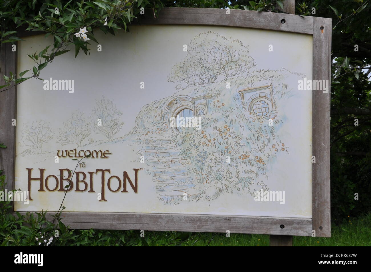MATAMATA - NEW ZEALAND - NOVEMBER 2016 : Hobbiton Movie Set created for filming the Lord of the Rings and Hobbit movies.  Matamata, New Zealand, Hobbi Stock Photo