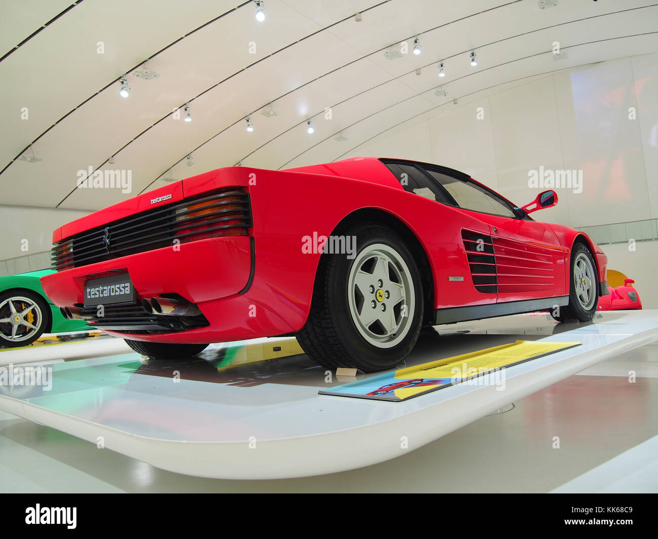 Ferrari Testarossa in the Enzo Ferrari Museum in Modena, Italy. It was a part of exhibition «Driving with the Stars». Stock Photo