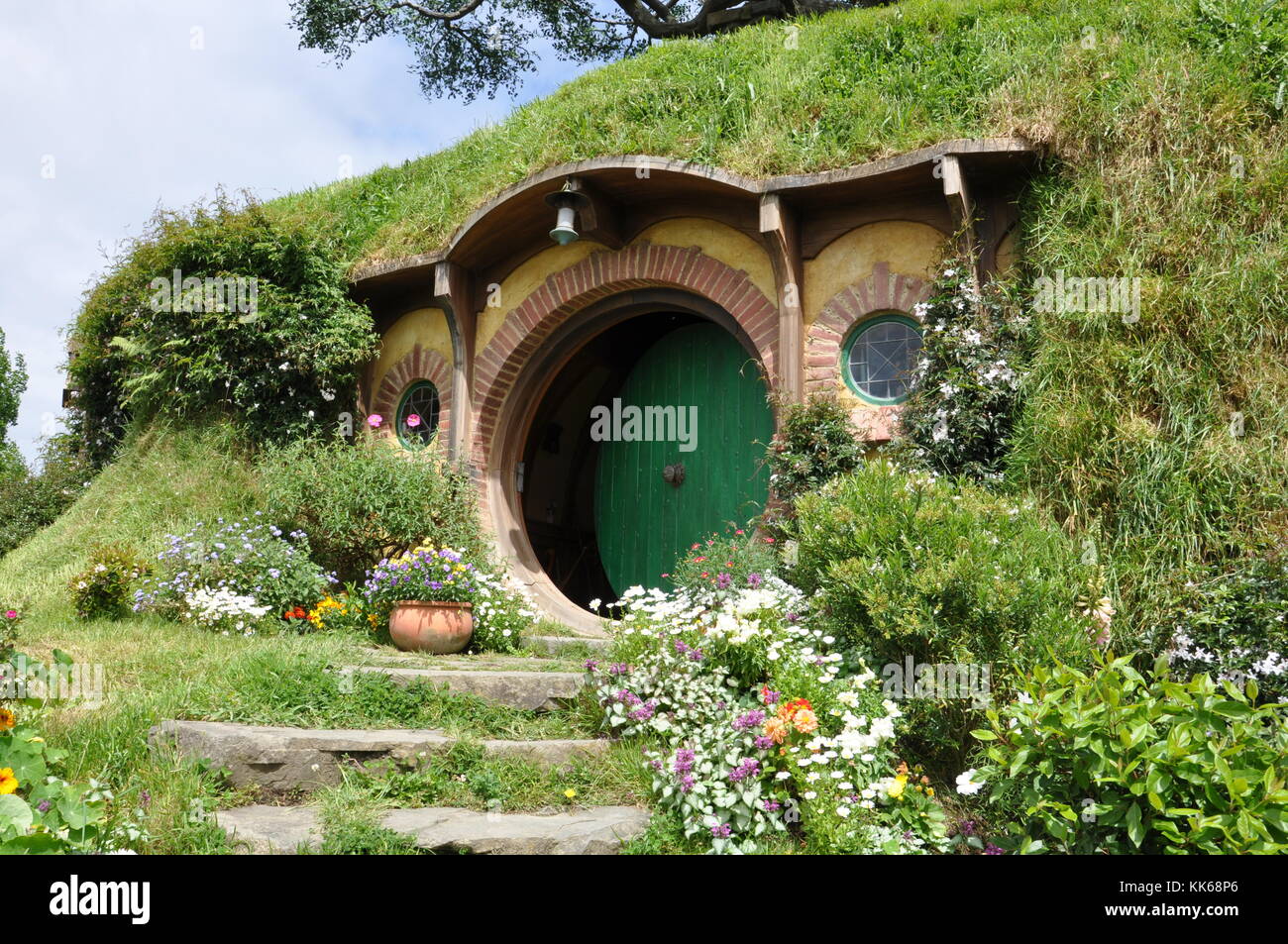 MATAMATA - NEW ZEALAND - NOVEMBER 2016 : Bag End at Hobbiton Movie Set created for filming the Lord of the Rings and Hobbit movies. Stock Photo