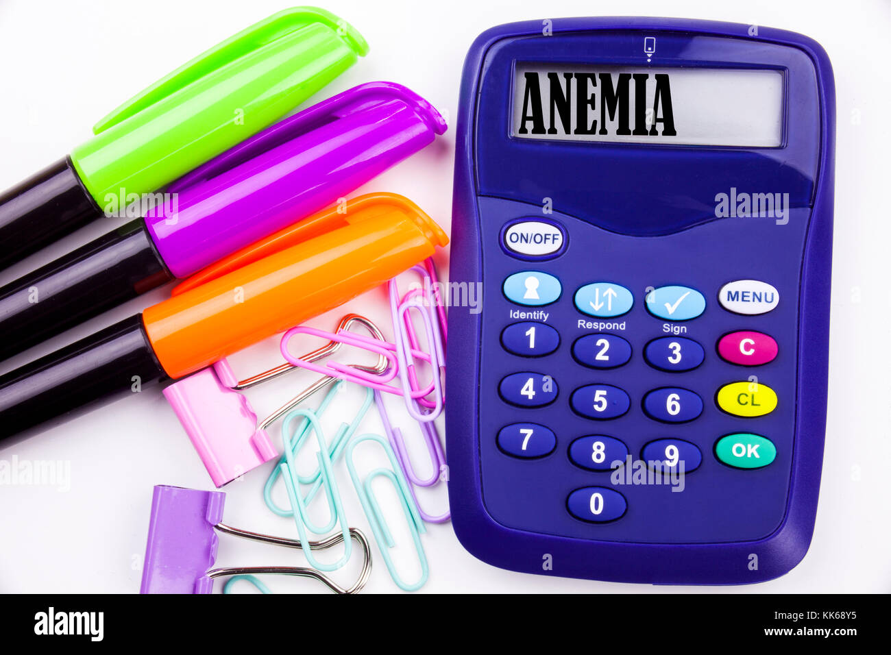 Writing word Anemia text in the office with surroundings such as marker,  pen writing on calculator. Business concept for Medical Diagnosis Iron  defici Stock Photo - Alamy