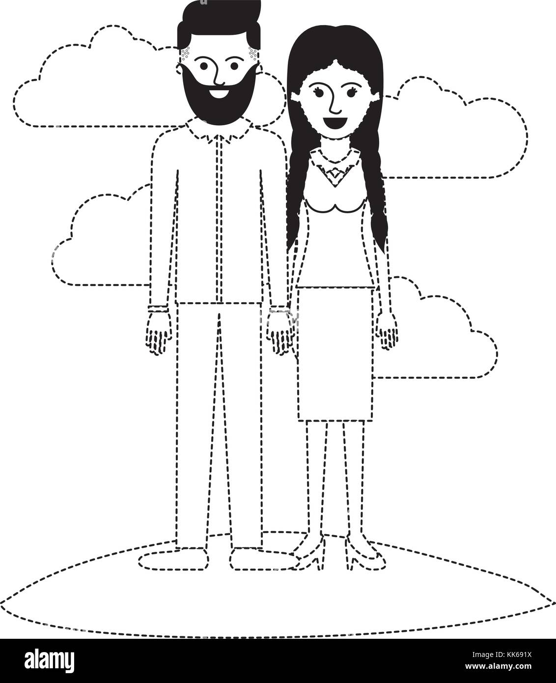 Couple Scene Outdoor And Him With Beard And Shirt And Pants And