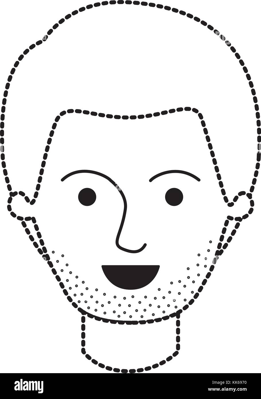 male face with short hair and stubble beard in black dotted silhouette Stock Vector