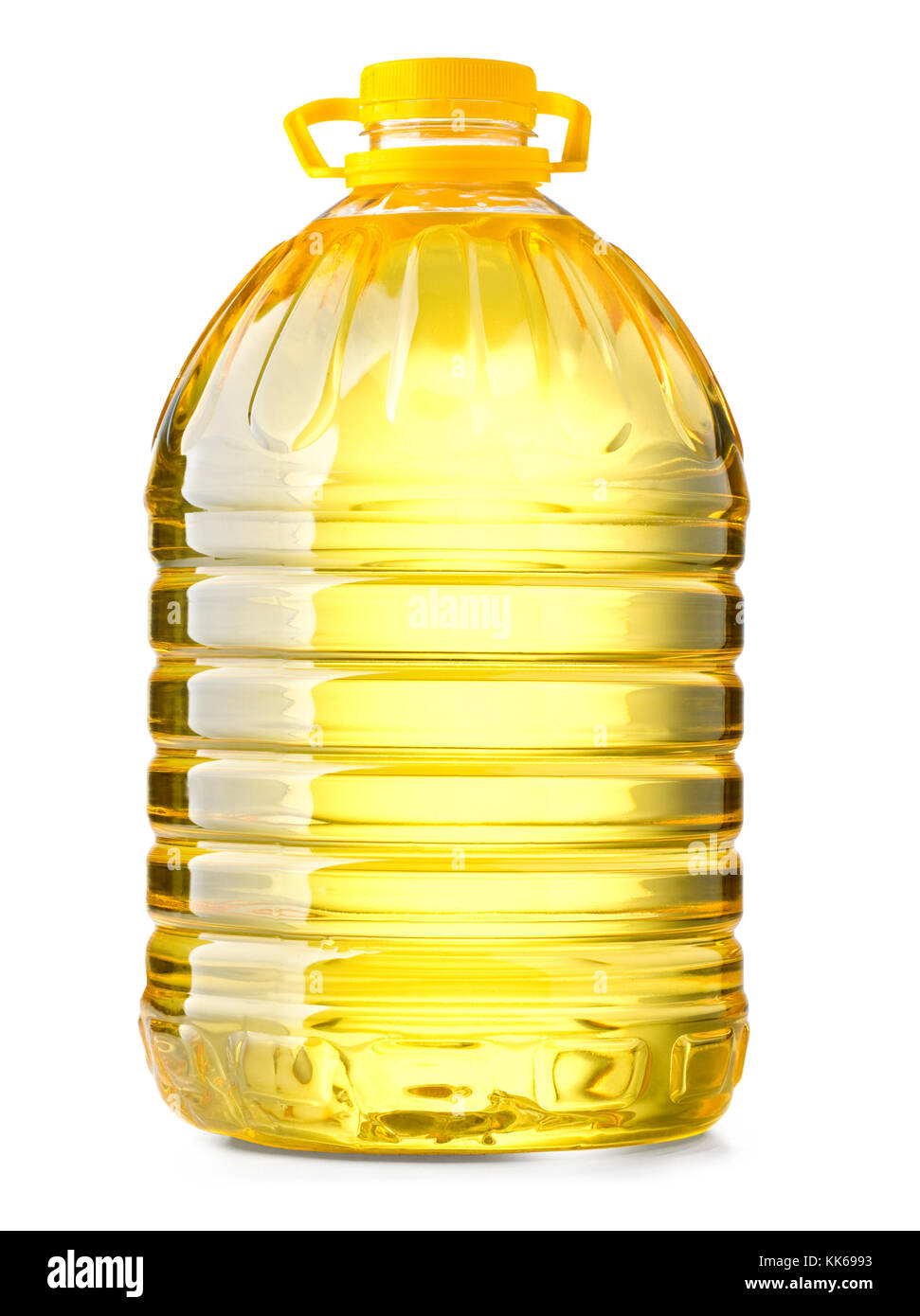 bottle oil plastic big on white background Stock Photo