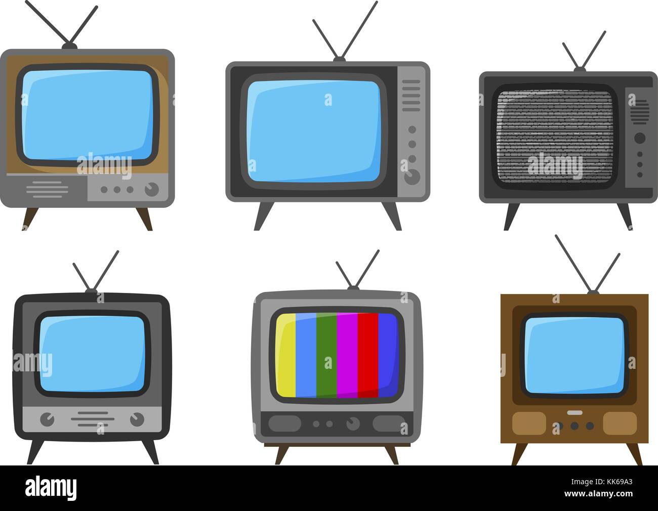 TV, television set of icons. Broadcast, video concept. Vector illustration Stock Vector