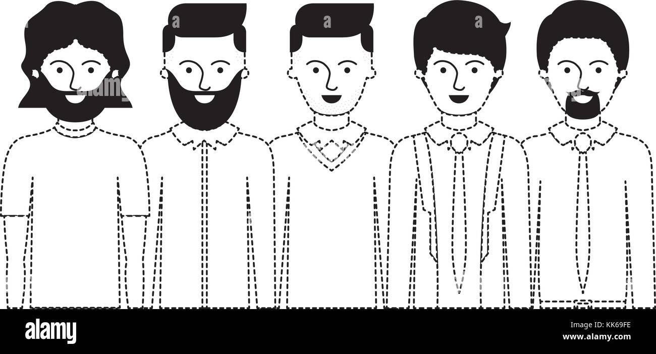 Men In Half Body With Casual And Formal Clothes With Short Hairstyle And Beard In Black Dotted Silhouette Stock Vector Image Art Alamy