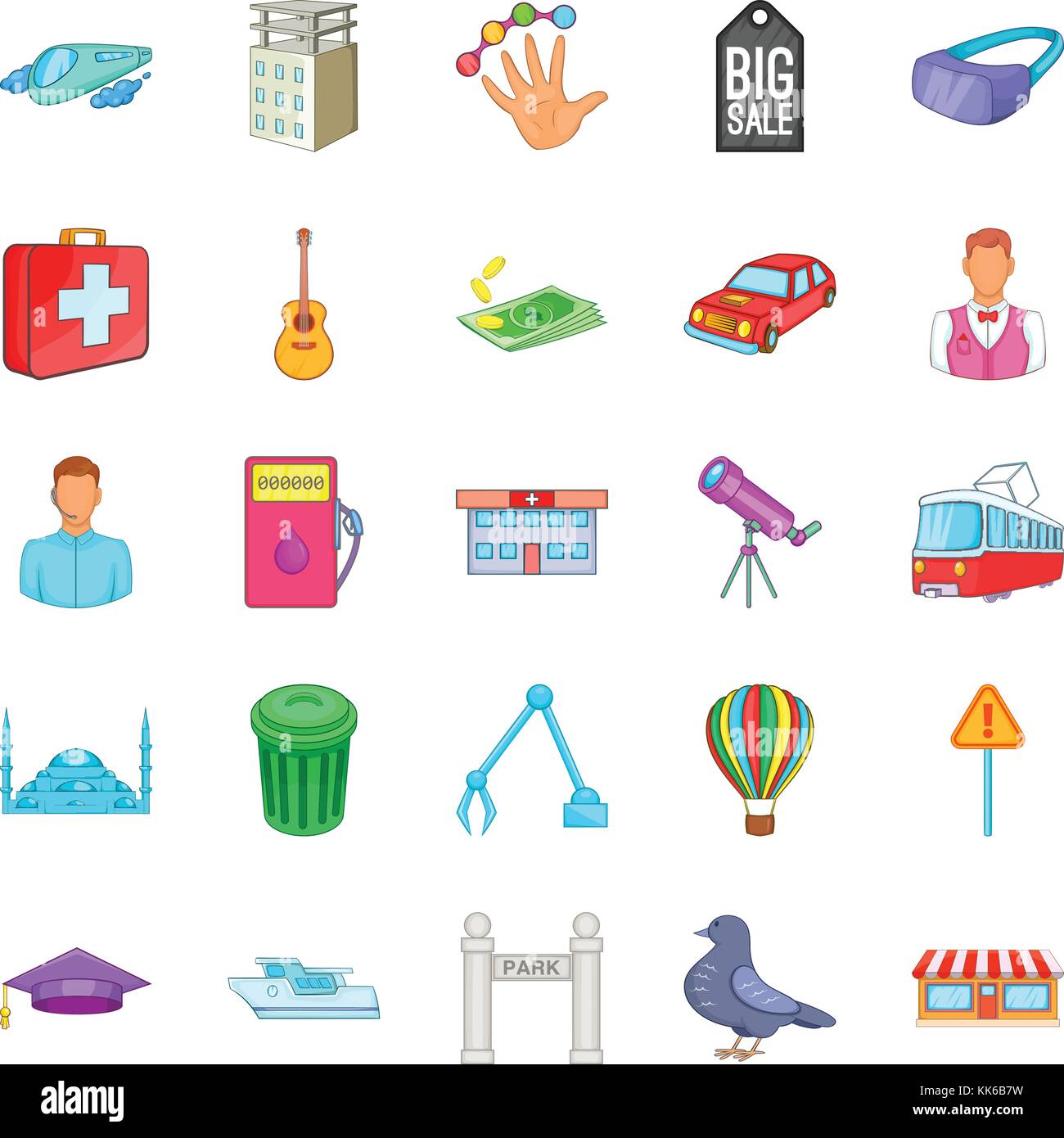 Big city icons set, cartoon style Stock Vector Image & Art - Alamy