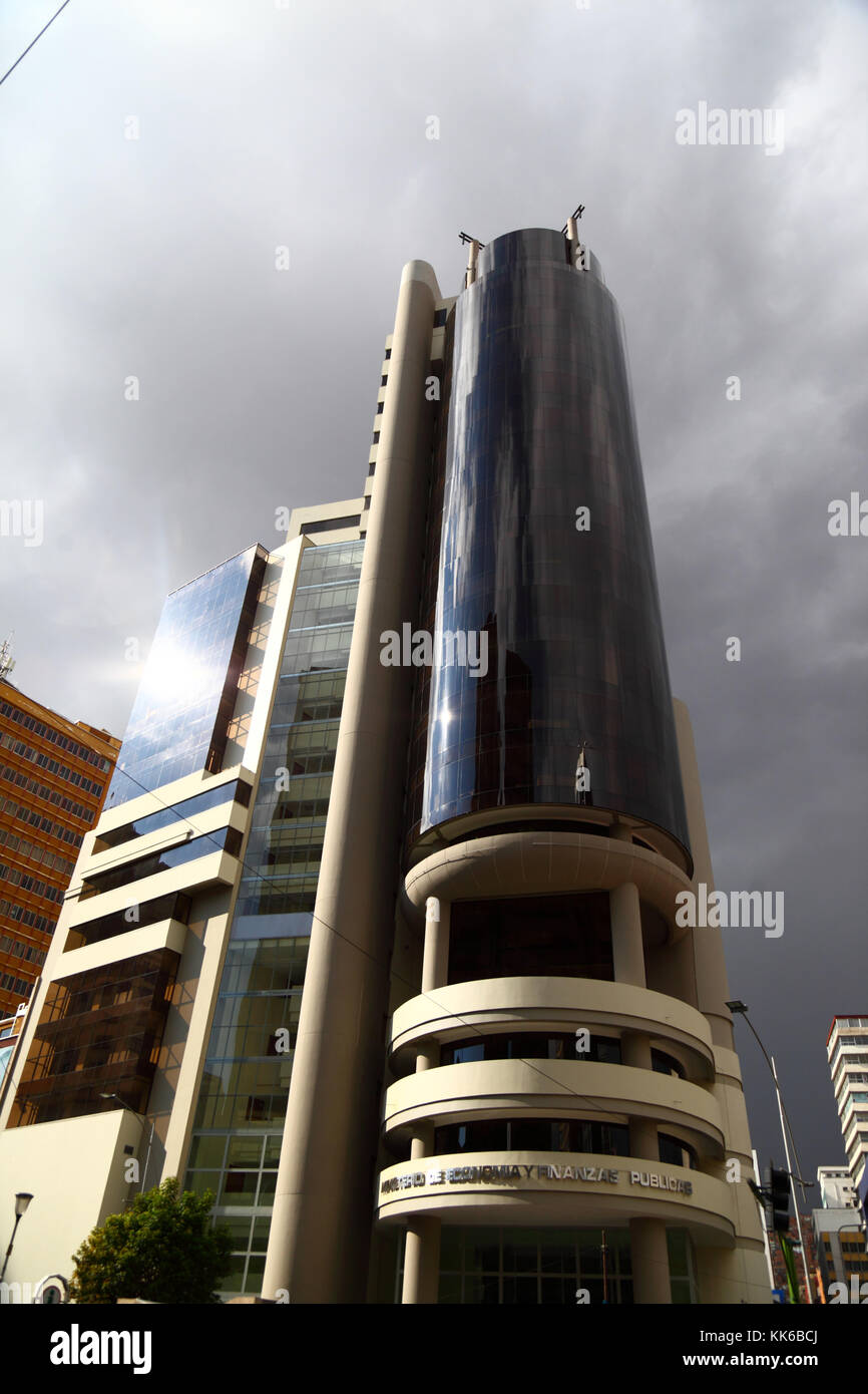 New Economics and Public Finances Ministry building in El Prado, La Paz, Bolivia Stock Photo