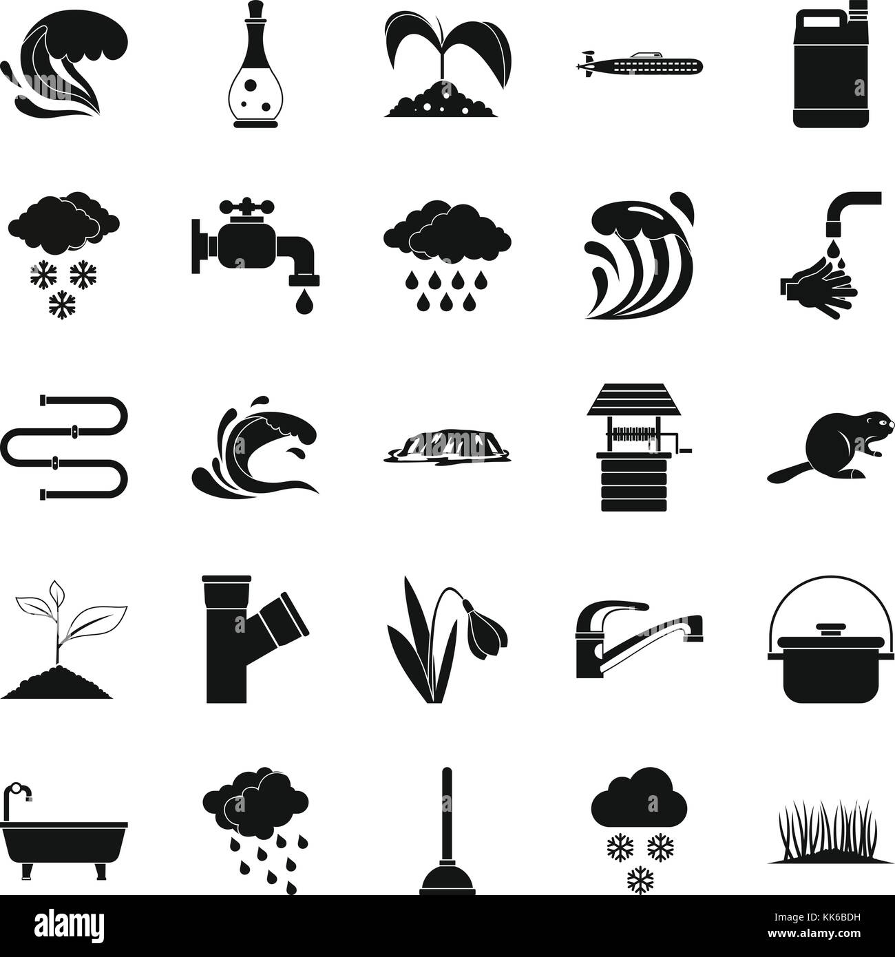Water service icons set, simple style Stock Vector Image & Art - Alamy