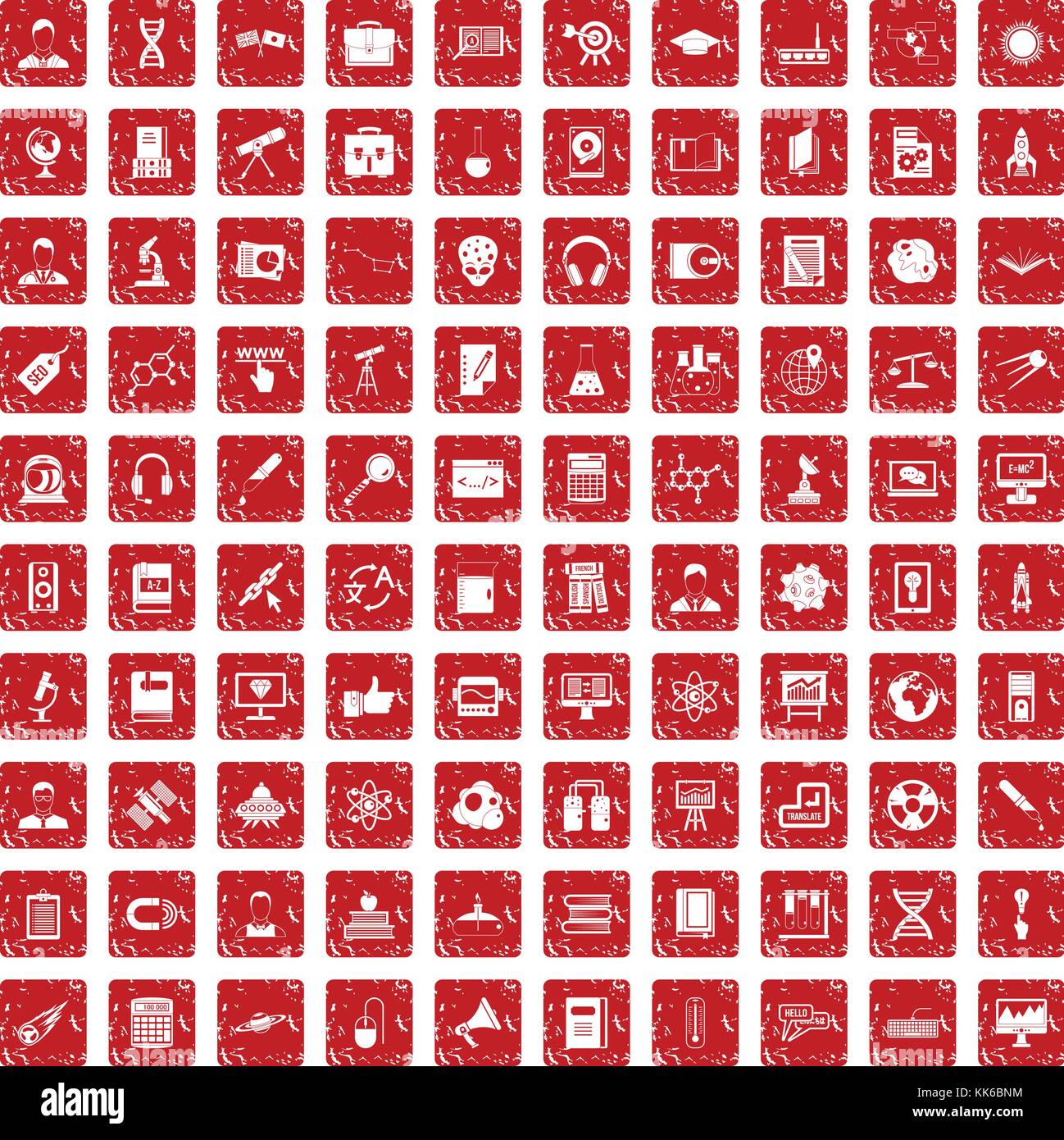 100 researcher science icons set grunge red Stock Vector Image & Art ...