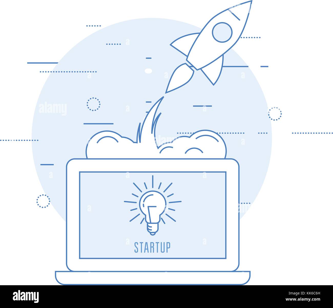 Launch of new business - sturtup beginning as rocket takeoff Stock Vector