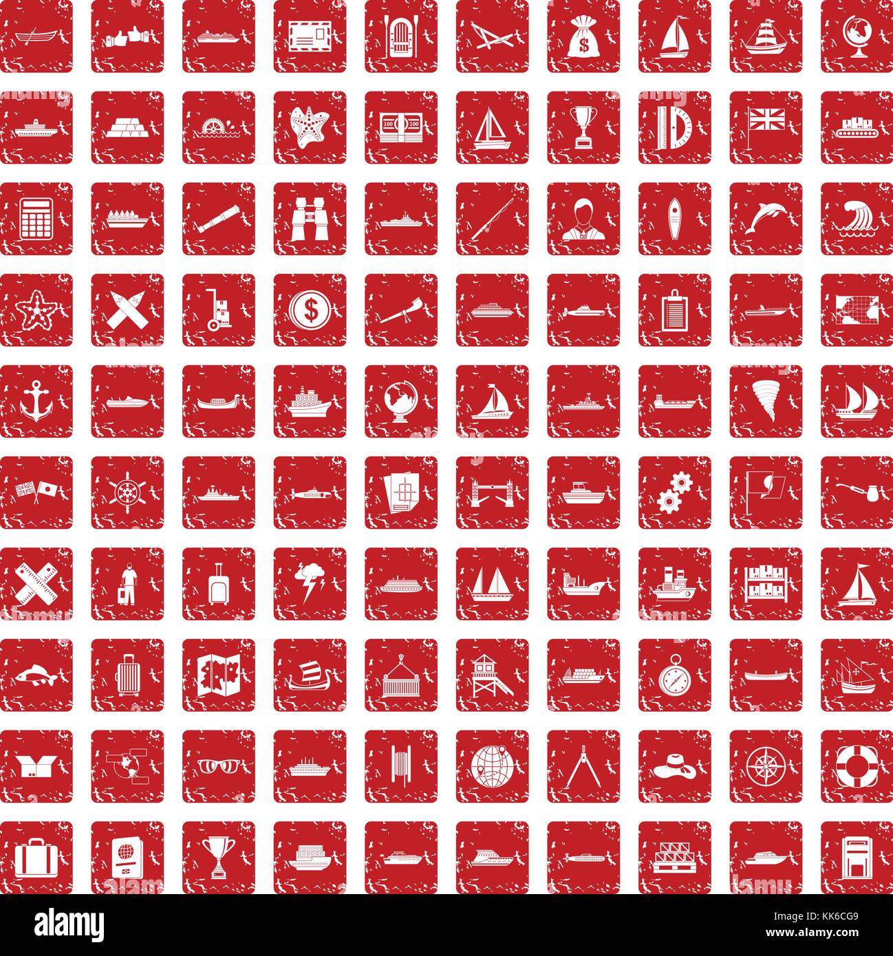 100 shipping icons set grunge red Stock Vector Image & Art - Alamy