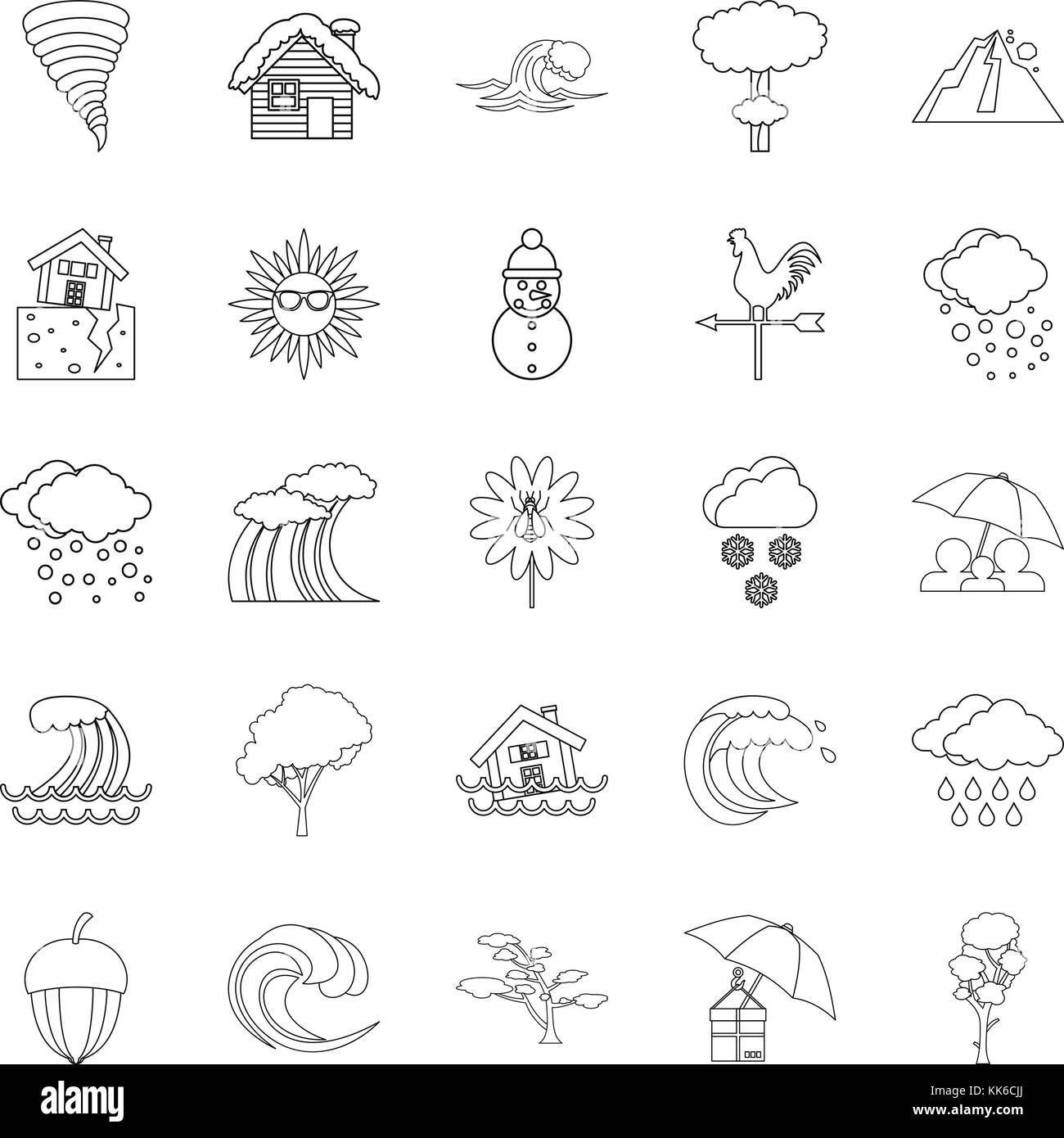 Rainy weather icons set, outline style Stock Vector Image & Art - Alamy