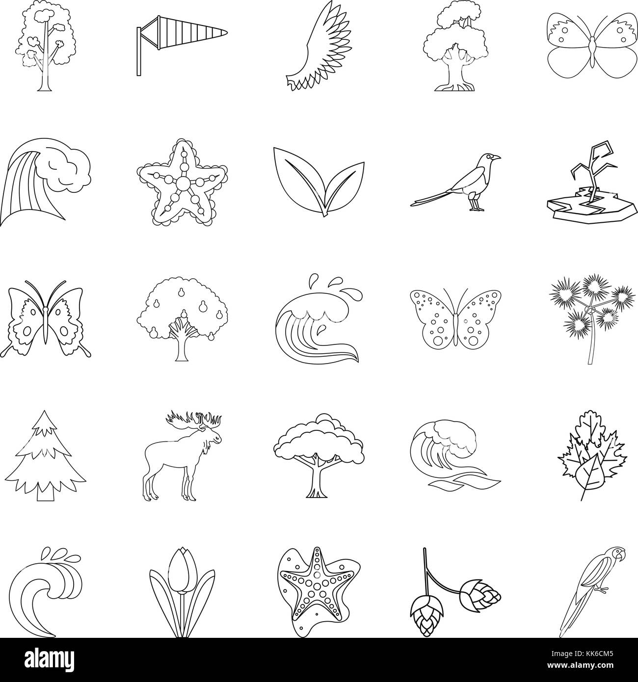 Temperate climate icons set, outline style Stock Vector