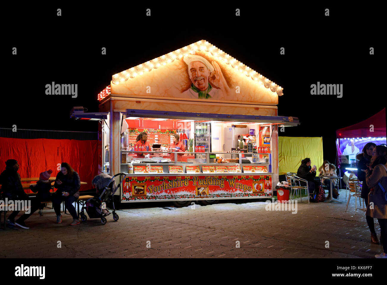 Yorkshire pudding stall at the The Magical Lantern Festival at Chiswick House, London Stock