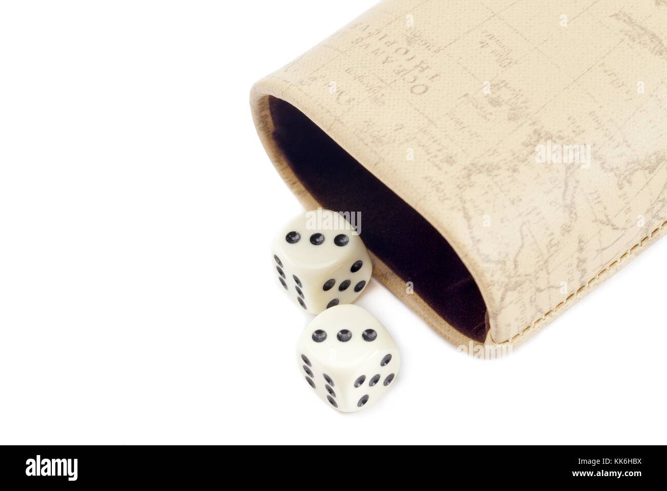 dice with leather case Stock Photo Alamy