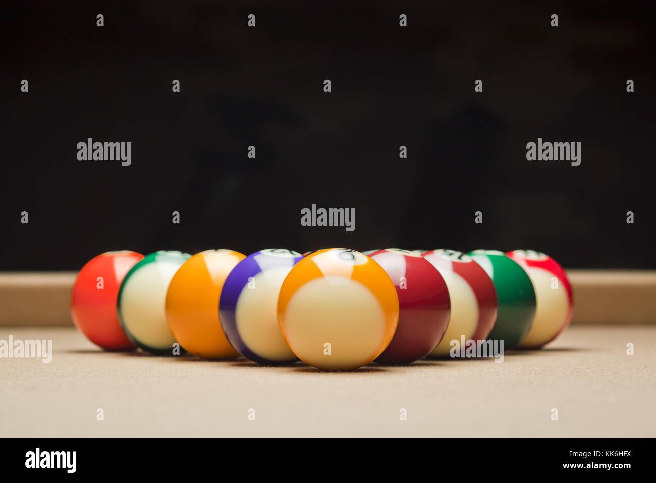 pool balls on table Stock Photo