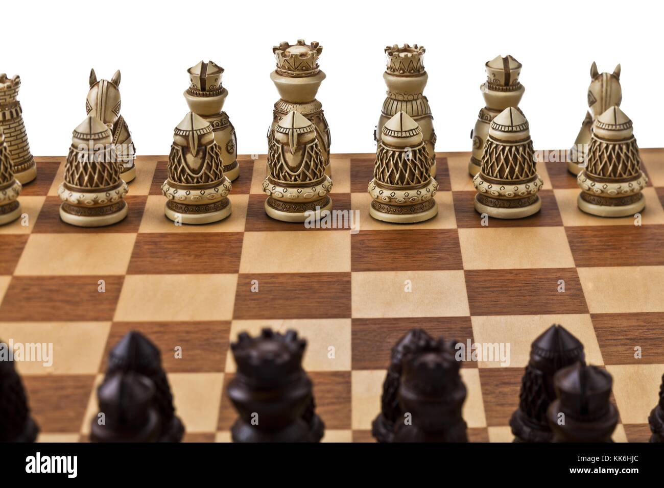 vintage wooden chess board Stock Photo