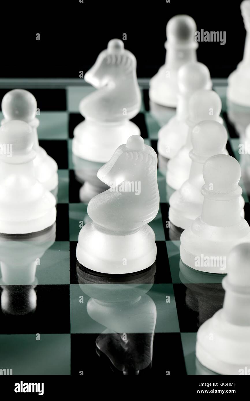 chess knights and pawns Stock Photo