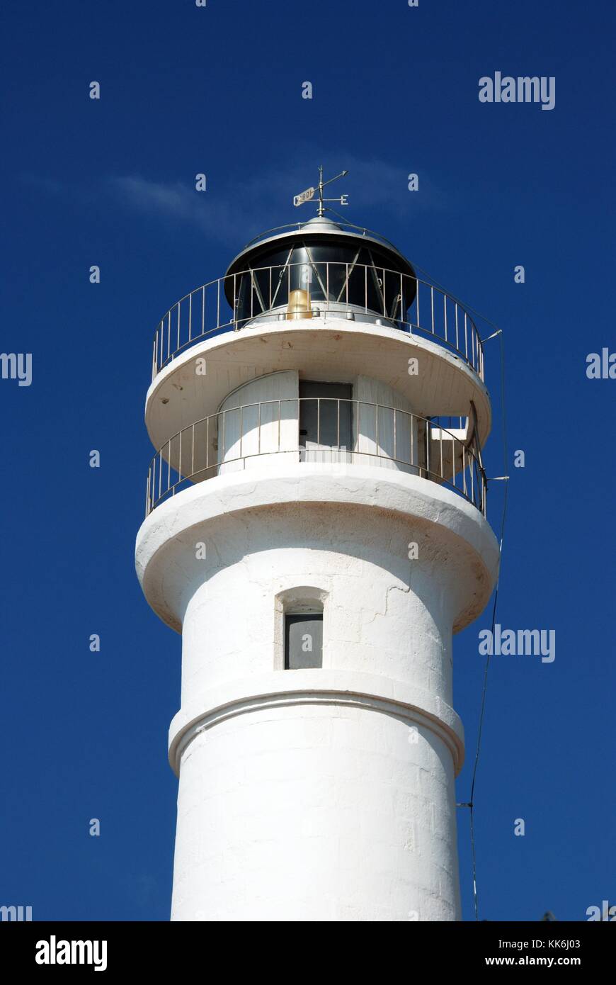 View of the top part of the whitewashed lighthouse tower, Torrox Costa,  Malaga Province, Andalusia, Spain, Western Europe Stock Photo - Alamy