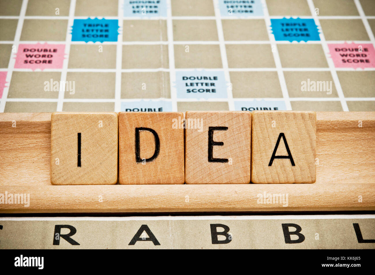 IDEA word composed with scrabble tiles Stock Photo