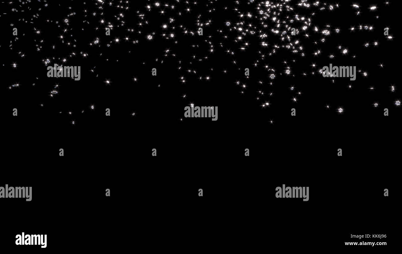 Raining of Chubby and Tiny Silver Six Branchs Stars with a Black ...