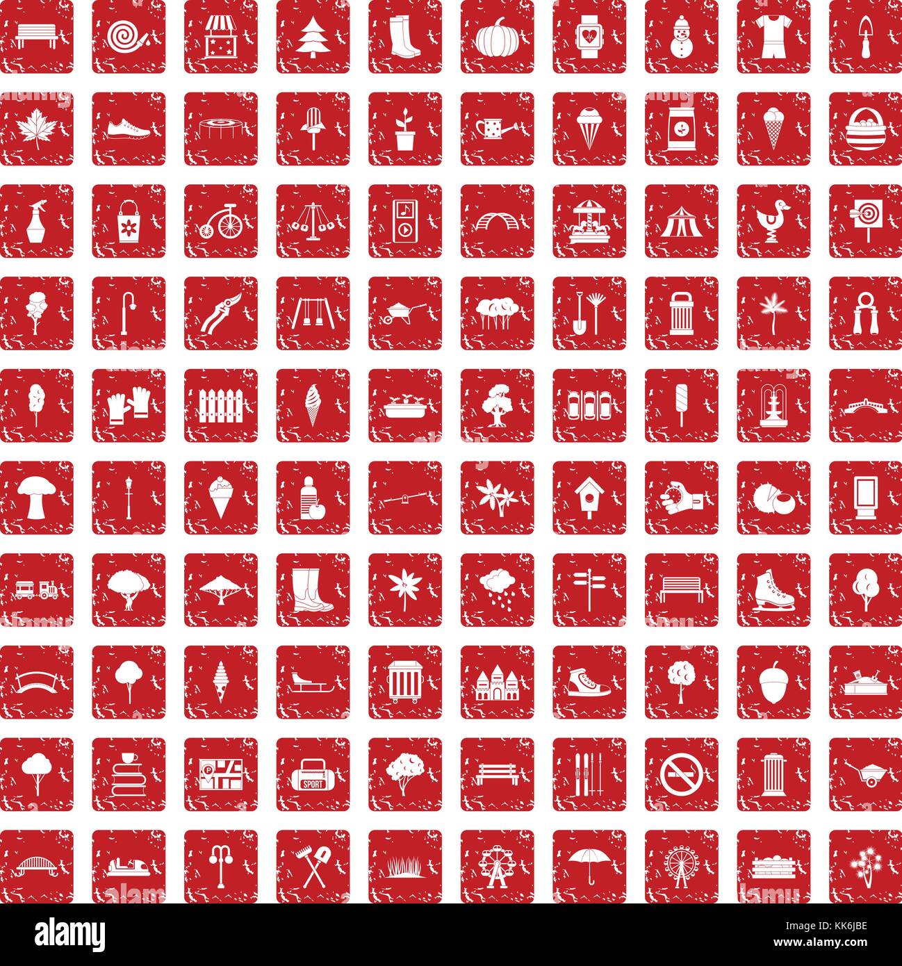 100 park icons set grunge red Stock Vector Image & Art - Alamy