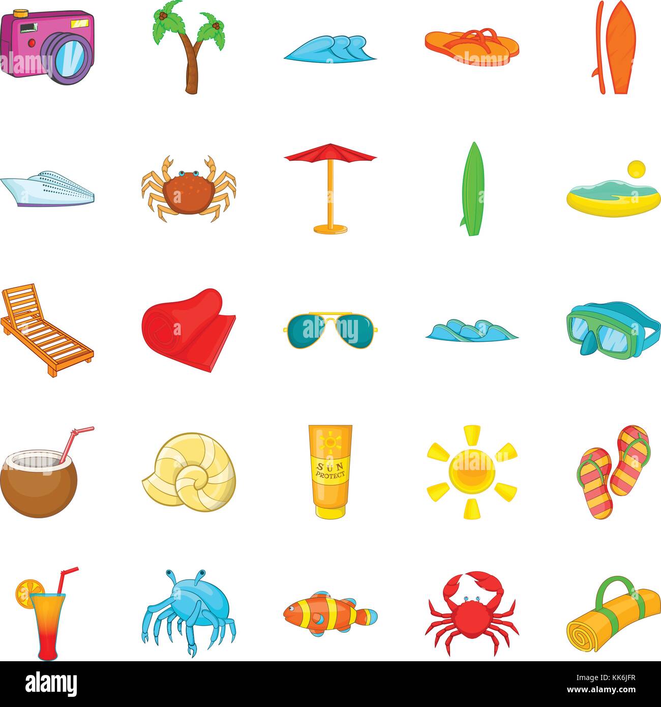 Seaside icons set, cartoon style Stock Vector Image & Art - Alamy