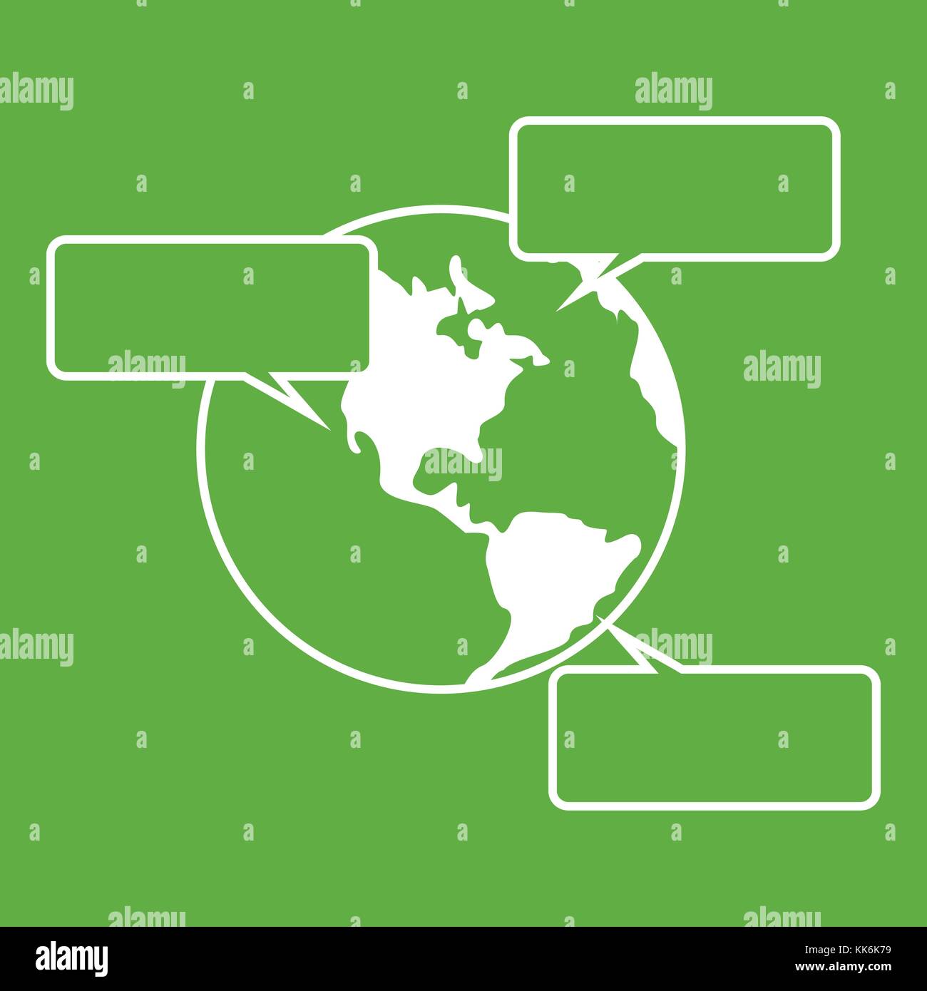 Globe and empty speech bubbles icon green Stock Vector Image & Art - Alamy