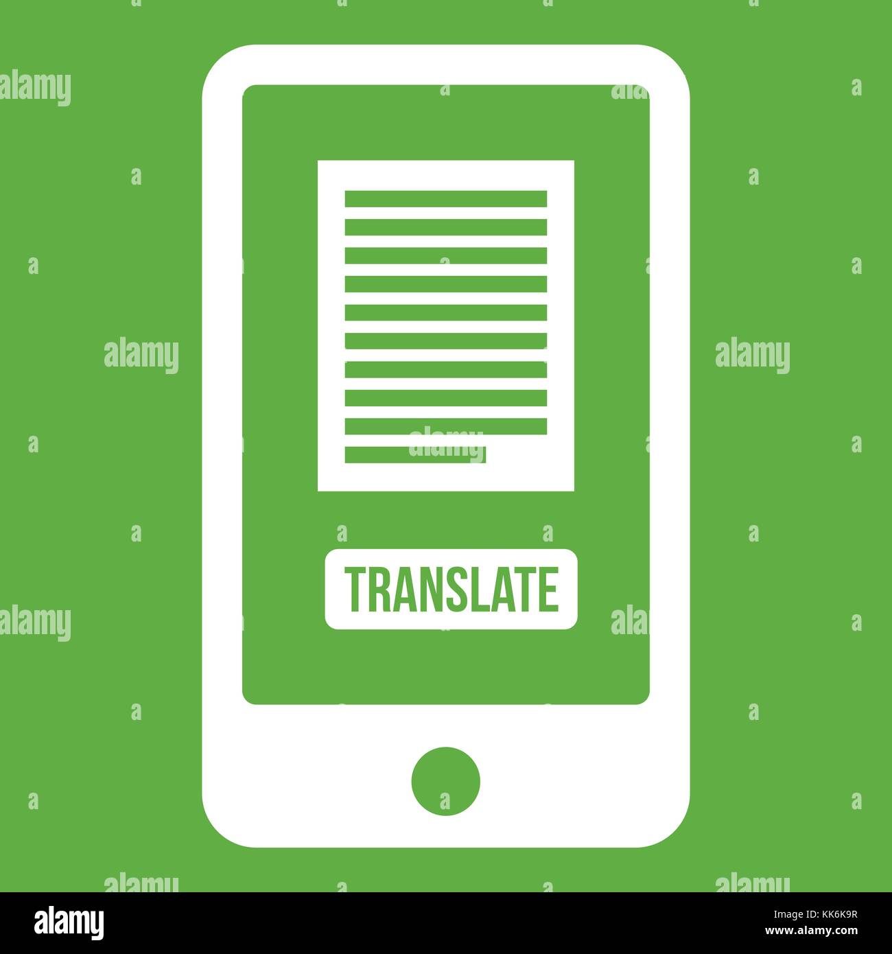 Translate application on a smartphone icon green Stock Vector Image ...