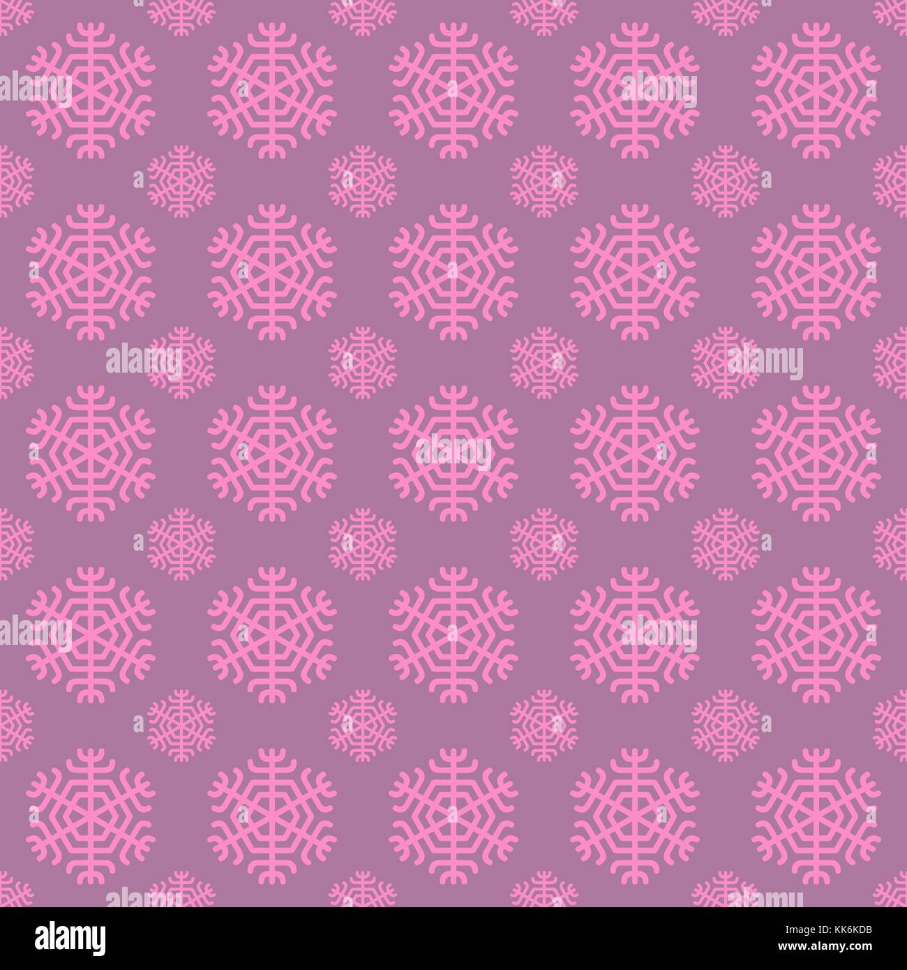 Seamless stylized snowflake pattern background - vector Christmas decoration graphic design Stock Vector