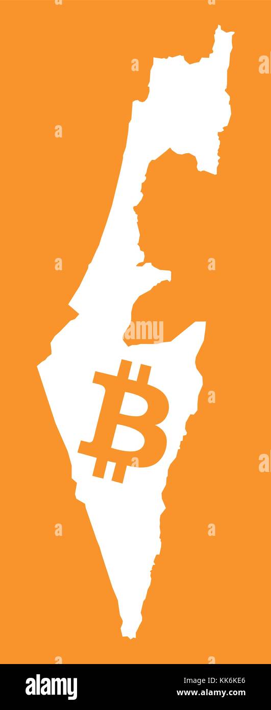 Israel map with bitcoin crypto currency symbol illustration Stock Vector