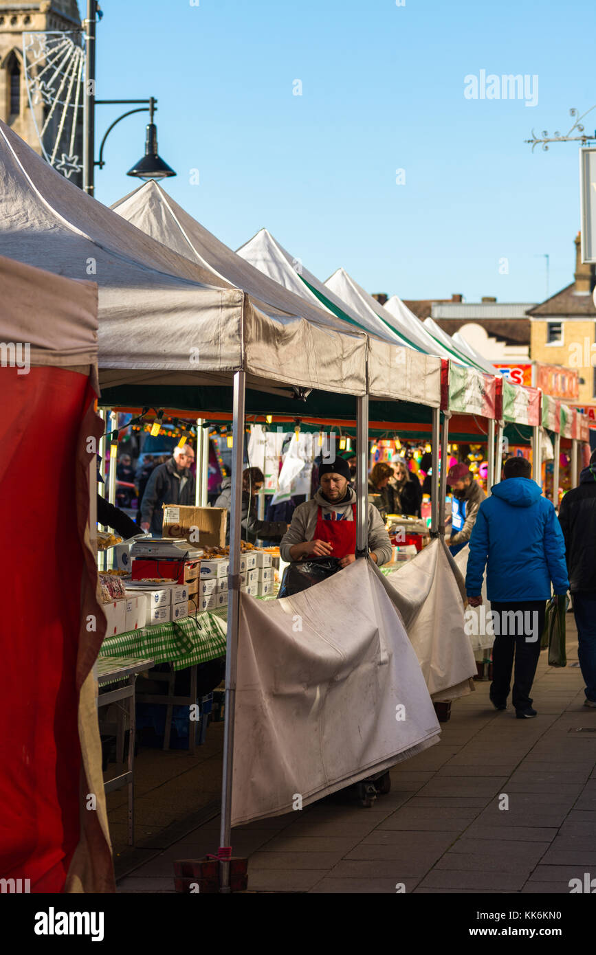 St Ives Market stalls, Cambridgeshire, England, UK. Stock Photo
