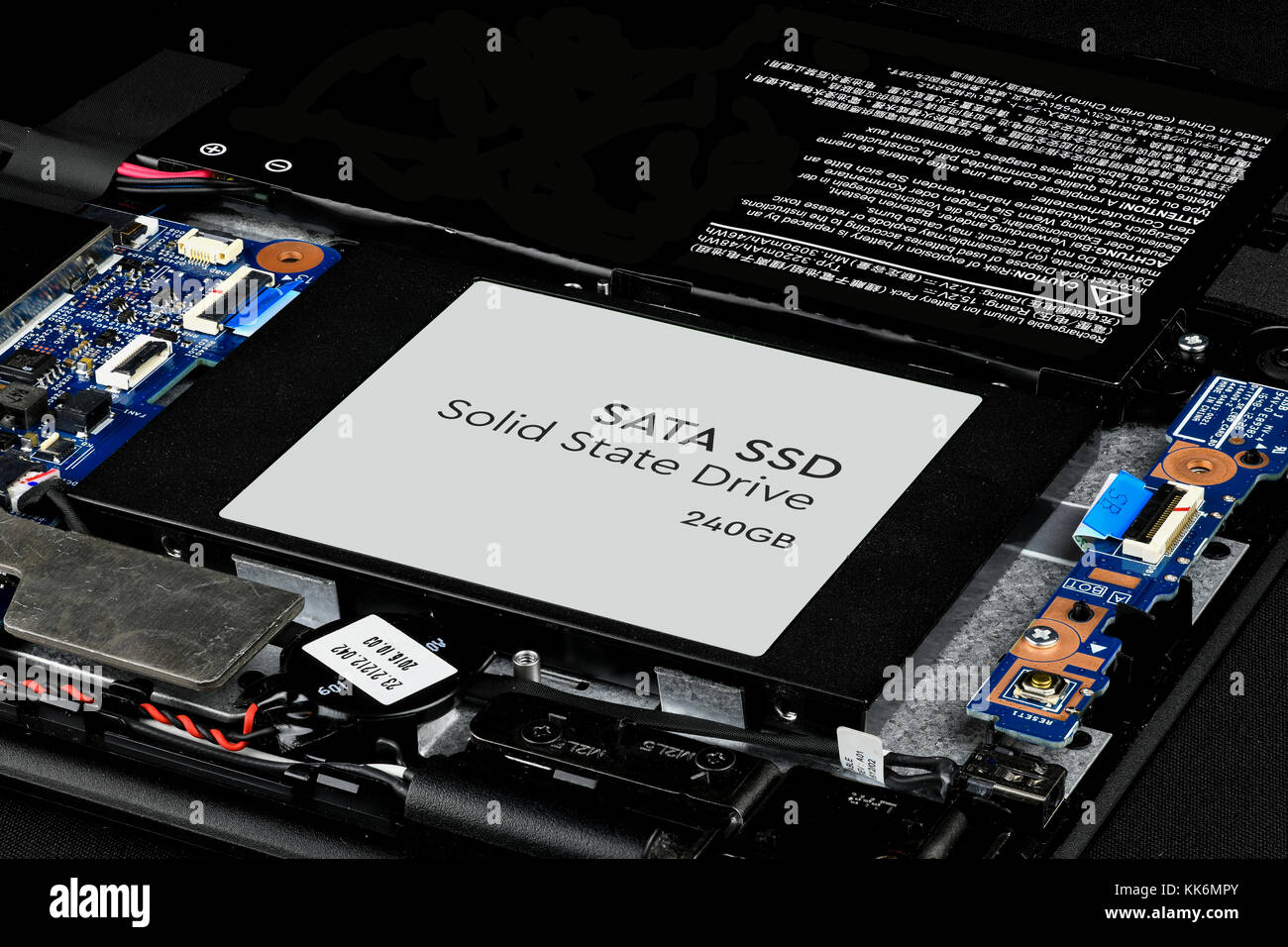 SATA SSD hard drive of a laptop no brand, solid state drive of a laptop Stock Photo