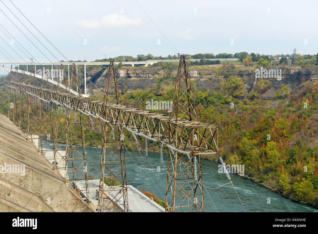 View of the Sir Adam Beck Hydroelectric Generating Stations as seen from Ontario, Canada. Stock Photo