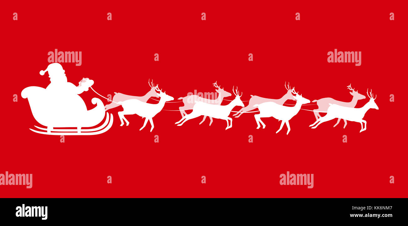 Vector illustration of Santa Claus riding a sleigh with harness full of ...