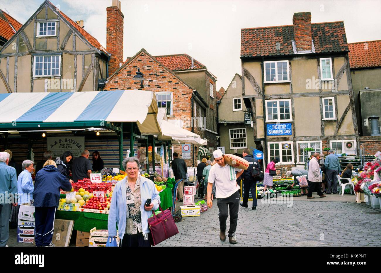 Newgate Market backing onto The Shambles in York city centre, North Yorkshire, England Stock Photo